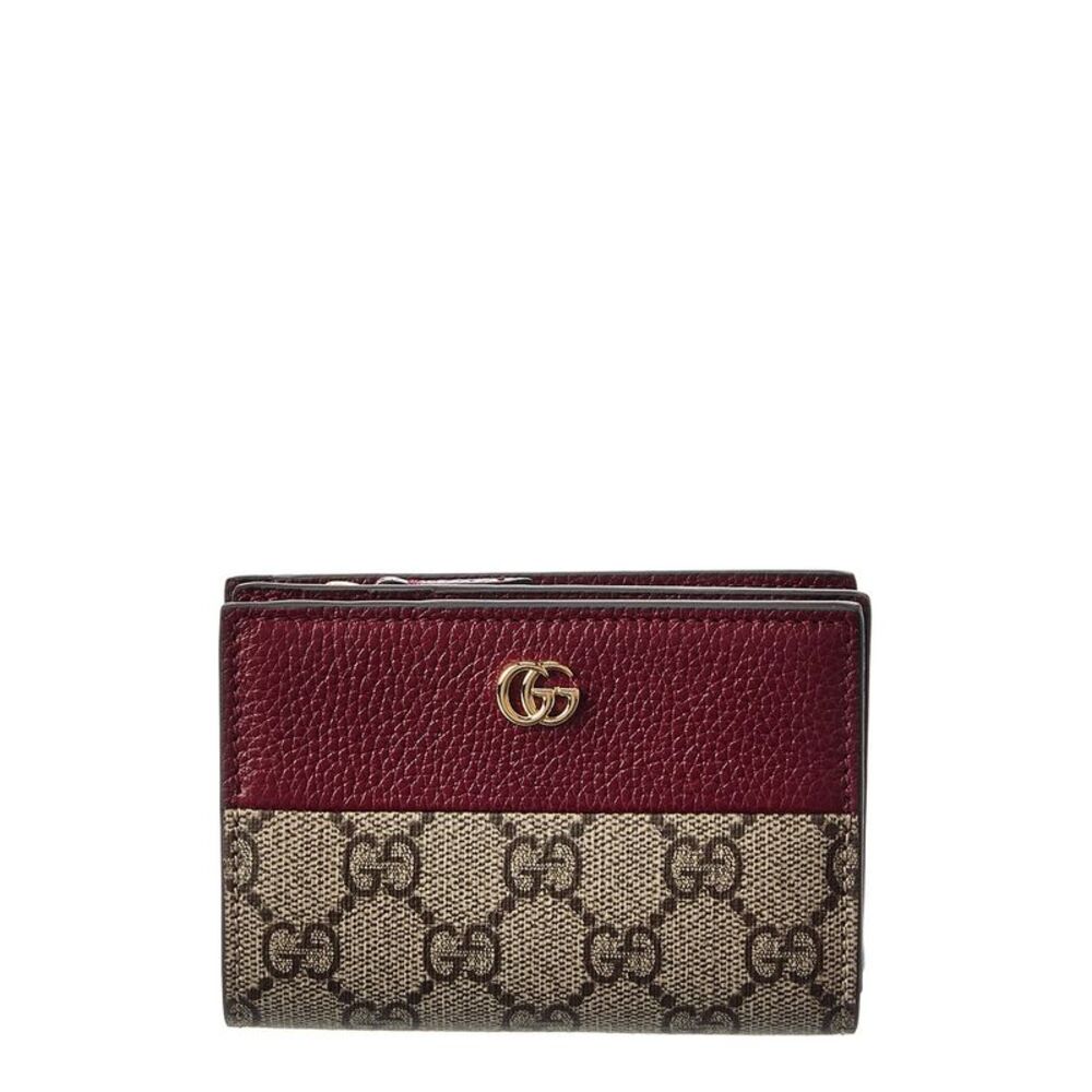 Gucci Gg Marmont Small Gg Supreme Canvas & Leather Wallet, Red